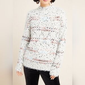 RAGA Women's Fay Eyelash Soft Embroidered Sweater, White Multi, XS